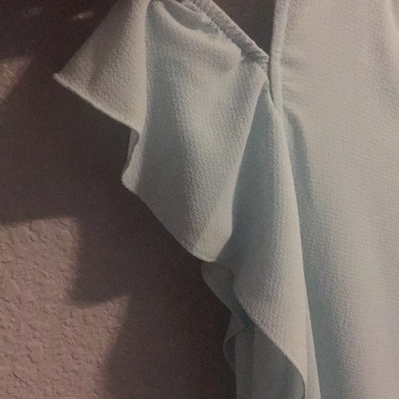 Light Blue Cold Shoulder Top - Picture 4 of 5